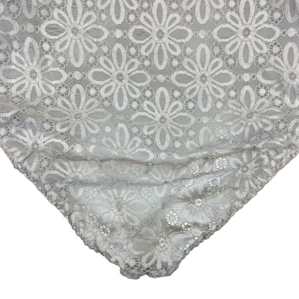 Victorias Secret Light Gray Lace Off The Shoulder Sheer Bodysuit Top Floral M - Picture 13 of 16